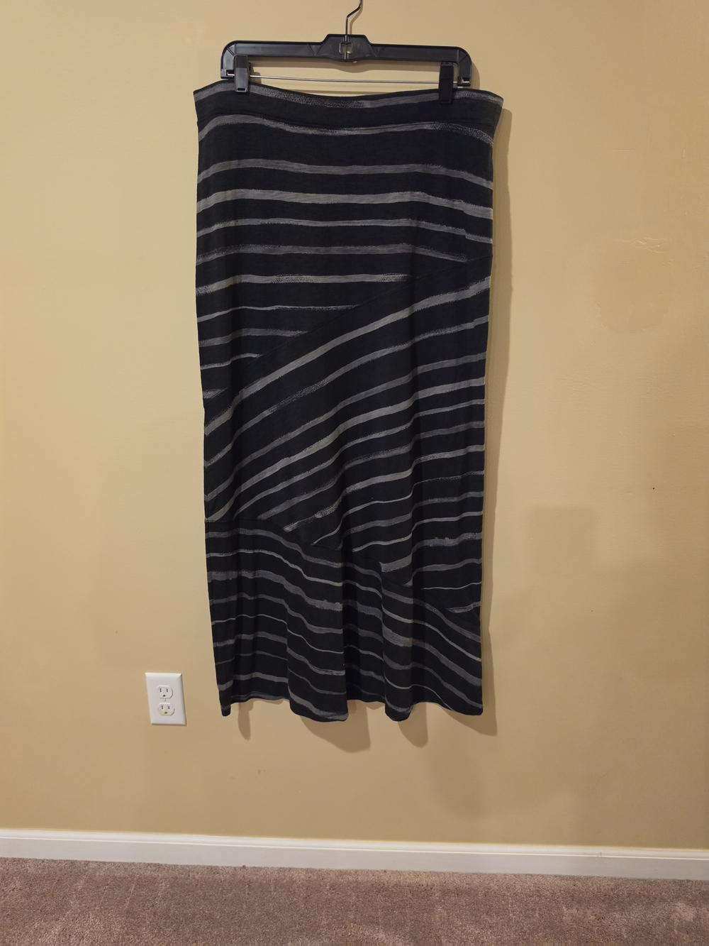 Express Black and Gray Striped Maxi Skirt